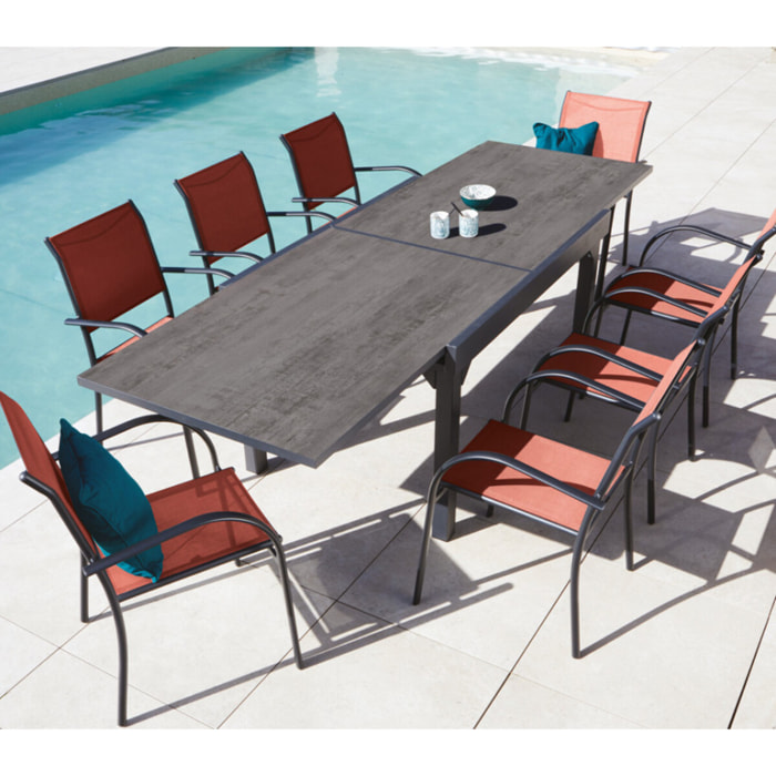 Ensemble table et chaises de jardin  - Terracotta - HONFLEUR XL SPC BEZIERS ardoise