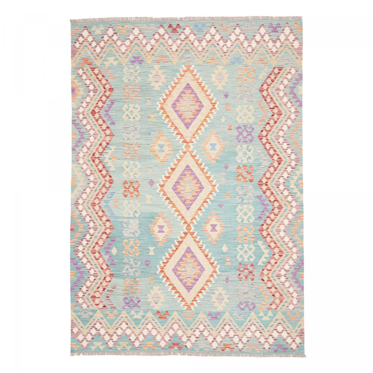 Tapis kilim géométrique, tissé plat authentique, OREGEFI