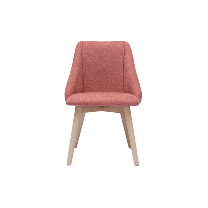 Chaises scandinaves en tissu effet velours texturé terracotta et bois clair (lot de 2) HIGGINS