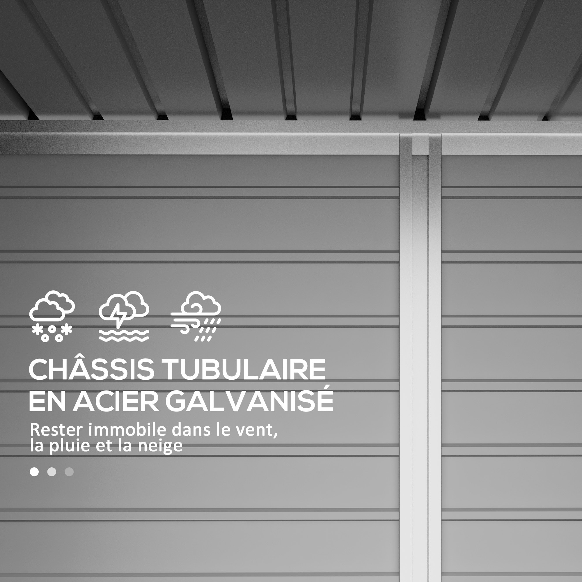 Abri de jardin cabanon dim. 191L x 130l x 166H cm porte verrouillable ventilations tôle acier ondulé gris