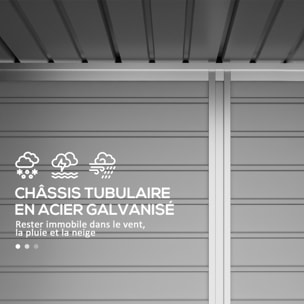 Abri de jardin cabanon dim. 191L x 130l x 166H cm porte verrouillable ventilations tôle acier ondulé gris
