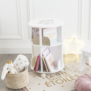 Bibliothèque enfant ronde - blanc & rose H59 cm