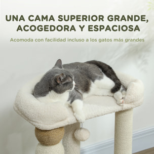 Árbol Rascador para Gatos Altura 76 cm Árbol para Gatos Torre para Gatos con Revestimiento de Borreguillo Plataformas Bola Colgante y Poste de Yute Beige