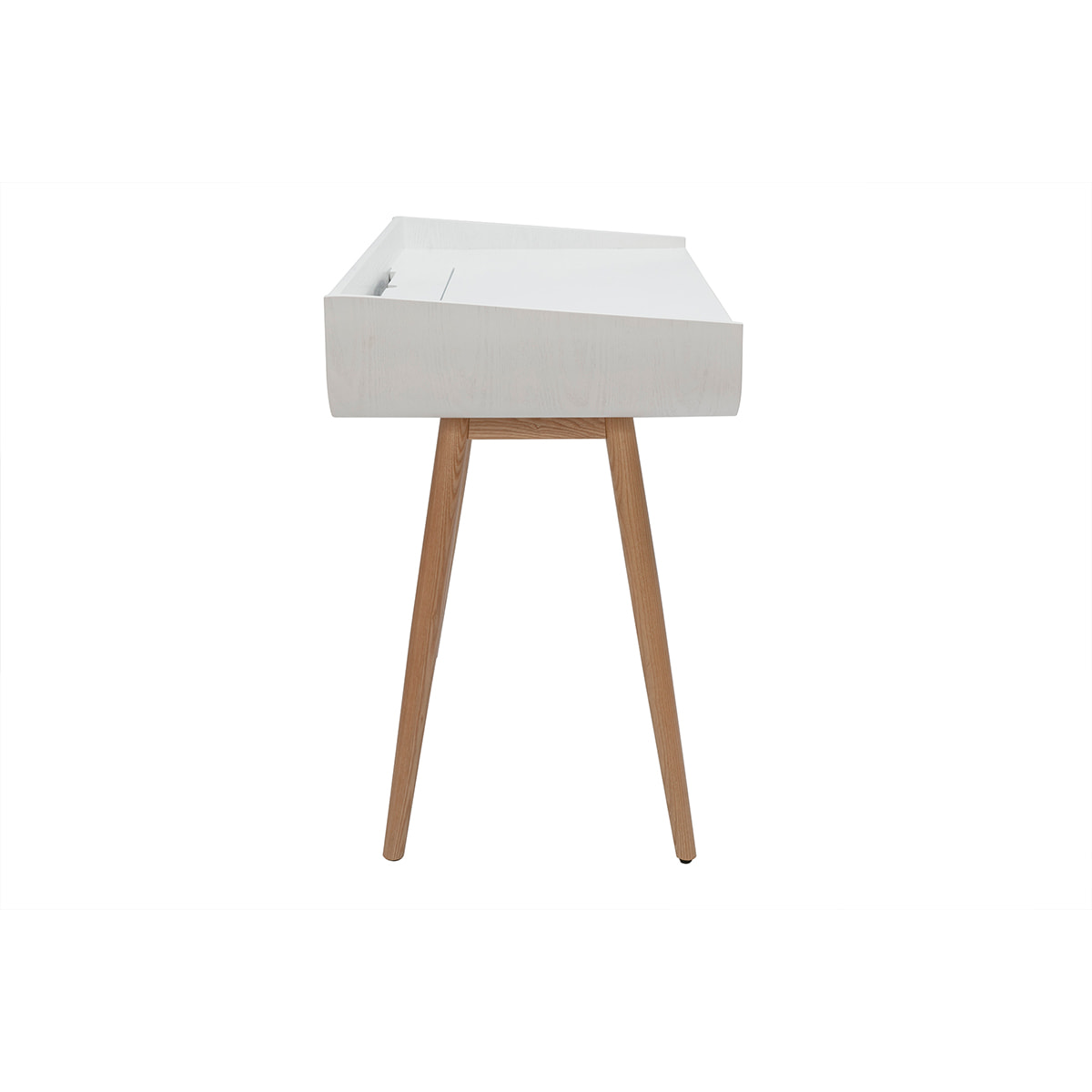 Bureau scandinave blanc et bois clair avec rangements 2 tiroirs L100 cm HALLEN