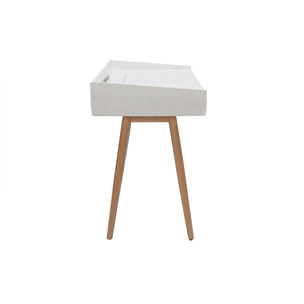 Bureau scandinave blanc et bois clair avec rangements 2 tiroirs L100 cm HALLEN