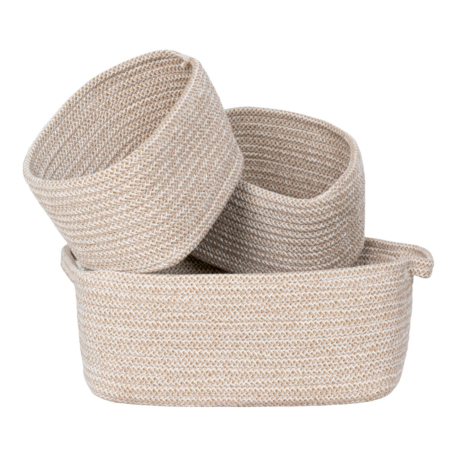 Set 3 cestini in cotone intrecciato Teixo — beige naturale
