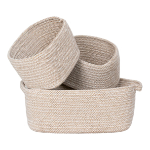 Set 3 cestini in cotone intrecciato Teixo — beige naturale