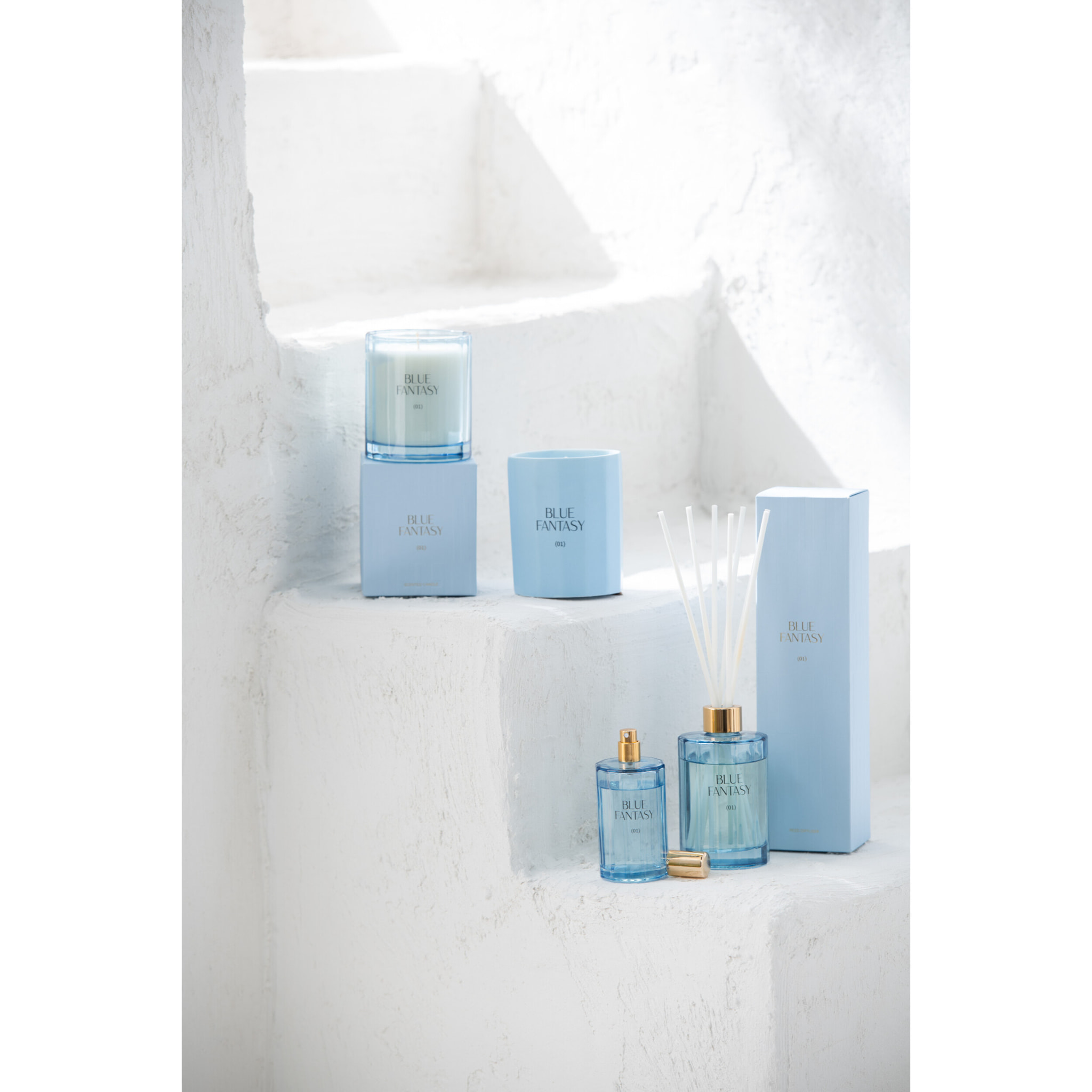 J-Line bougie parfumée Blue Fantasy - verre - bleu - 30H