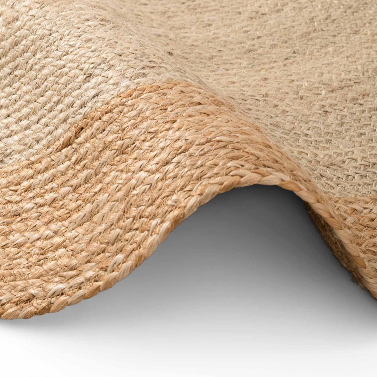 Tapis rond, motif simple authentique, voxa, jute tissé à la main