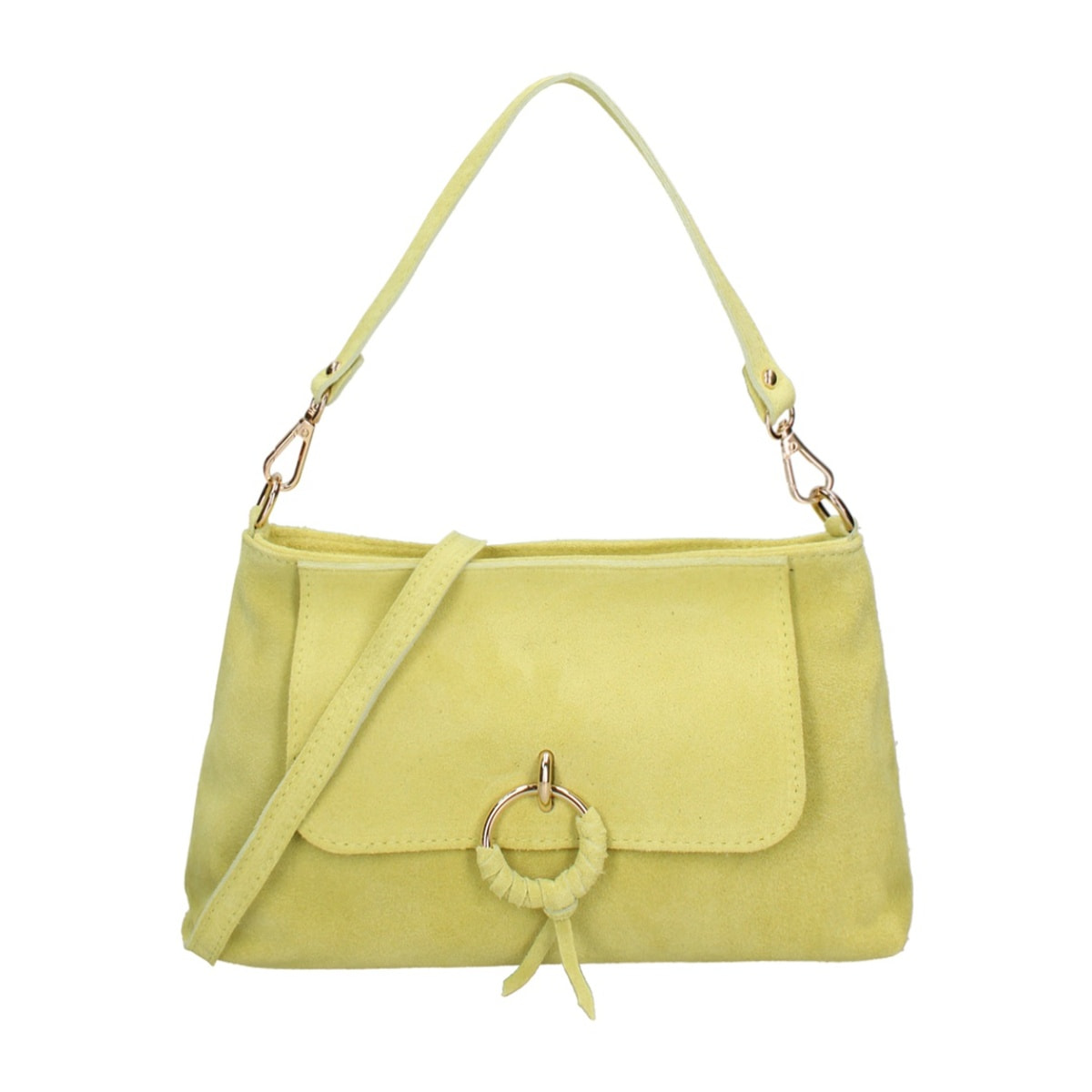 Borsa a mano da donna Made in Italy - Modello Celeste Pro - Pelle scamosciata - 30.0 x 17.0 x 9.0 cm