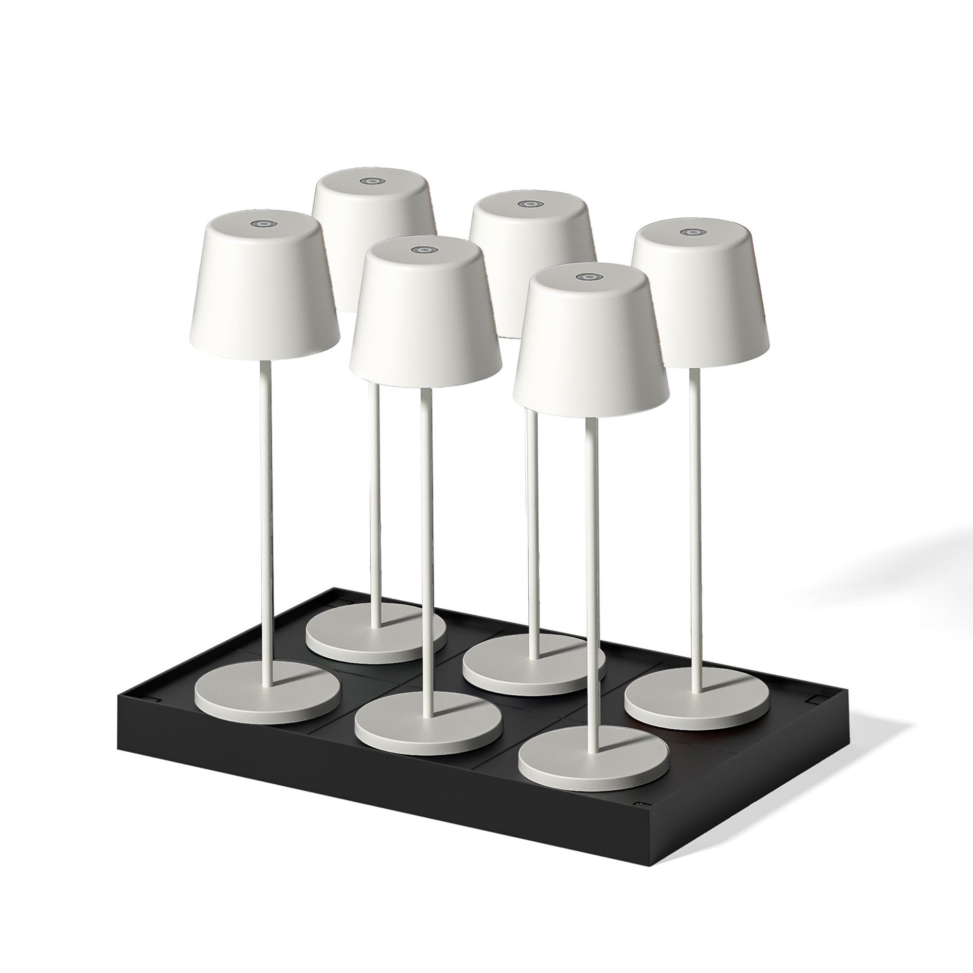 6 Lampes de table KELLY Blanc H38cm + base de chargement