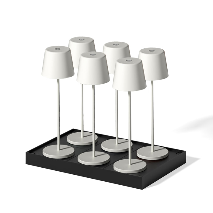 6 Lampes de table KELLY Blanc H38cm + base de chargement
