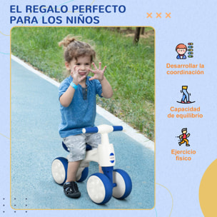 Bicicleta sin Pedales para Niños de 18-36 Meses Carga 30 kg Bicicleta de Equilibrio con Manillar Antideslizante y 4 Ruedas de Ø17 cm Regalo para Niños y Niñas 56x30x42 cm Azul