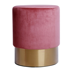 Pouf contenitore Nano in velluto rosa antico con base dorata