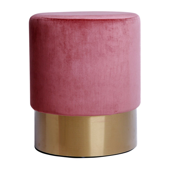 Pouf contenitore Nano in velluto rosa antico con base dorata