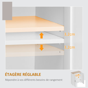 Buffet 2 portes 2 étagères bahut dim. 60 x 30 x 90 cm blanc effet bois clair