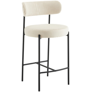 Lot de 2 tabourets de bar en velours côtelé - EVORA