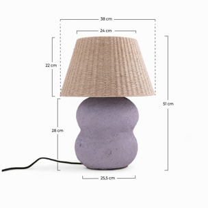 Lampe en jute et papier mauve - Ida