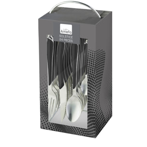 Solstice Nero - Posate da 24 pezzi su supporto