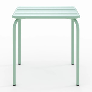 Table de jardin carrée en métal vert clair - Yumi