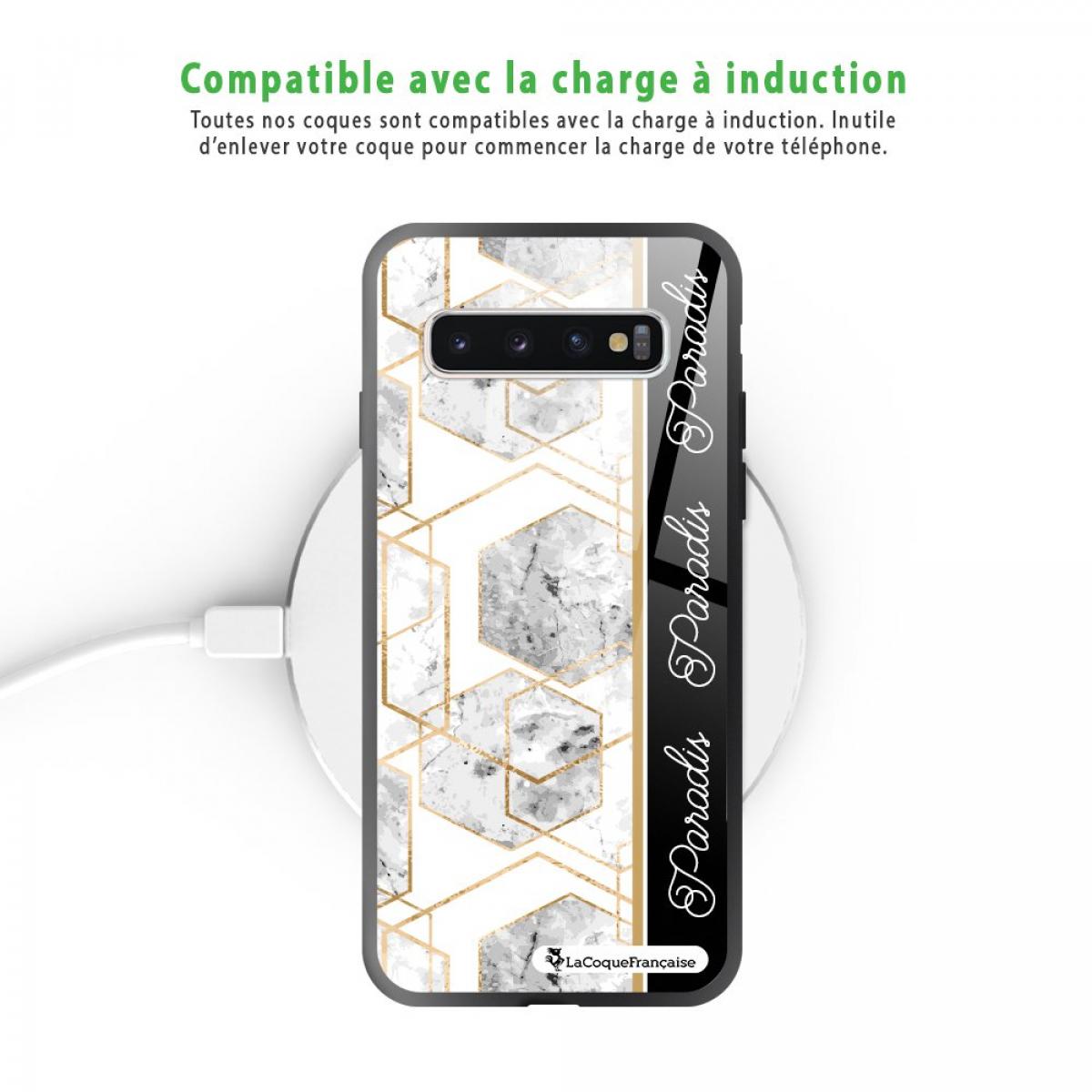 Coque Samsung Galaxy S10 Coque Soft Touch Glossy Marbre Noir Paradis Design La Coque Francaise