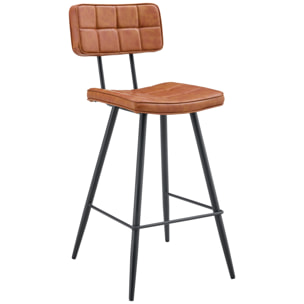 Lot de 2 tabourets de bar en simili cognac FERNAND
