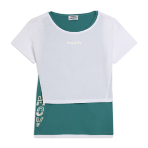 Completo t-shirt cropped e canotta con stampa perlata