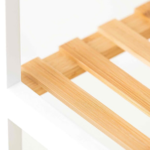 Scaffale in bamboo con struttura bianca 3 ripiani 60x26x66 cm
