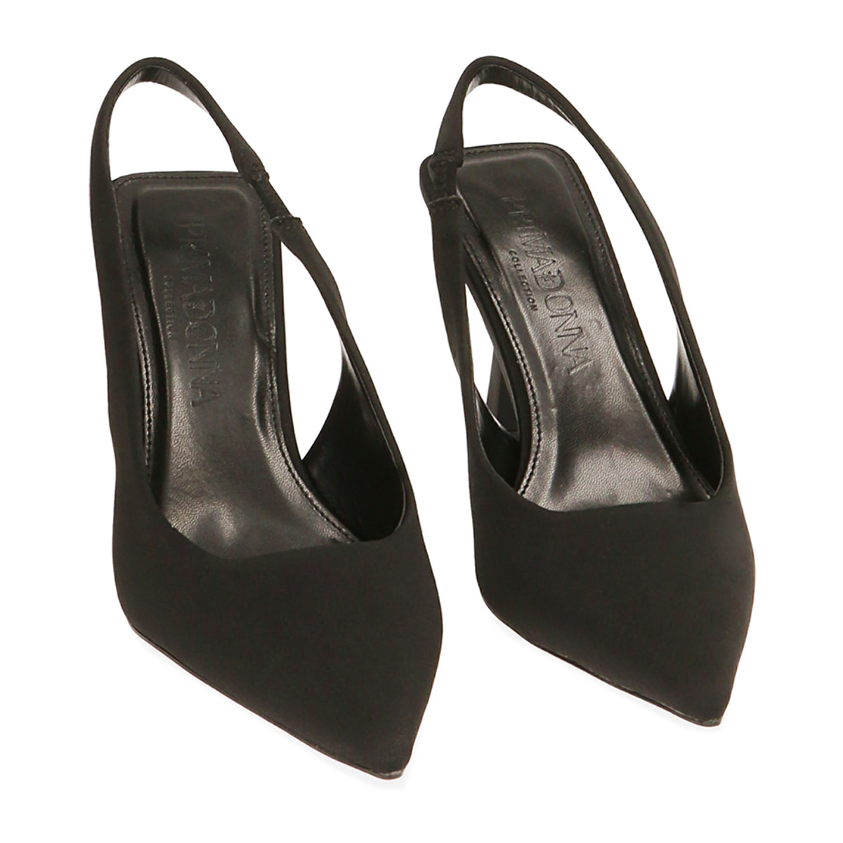 Décolleté slingback nere in lycra, tacco 8,5 cm