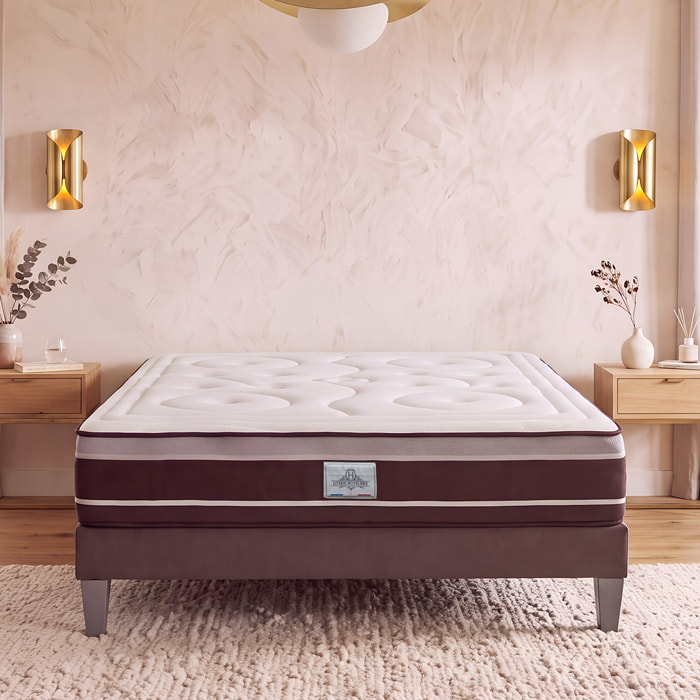 Matelas Divin Hybride, 28 cm, Soutien Ferme, Ressorts Ensachés & Mémoire de Forme, Aération Optimale