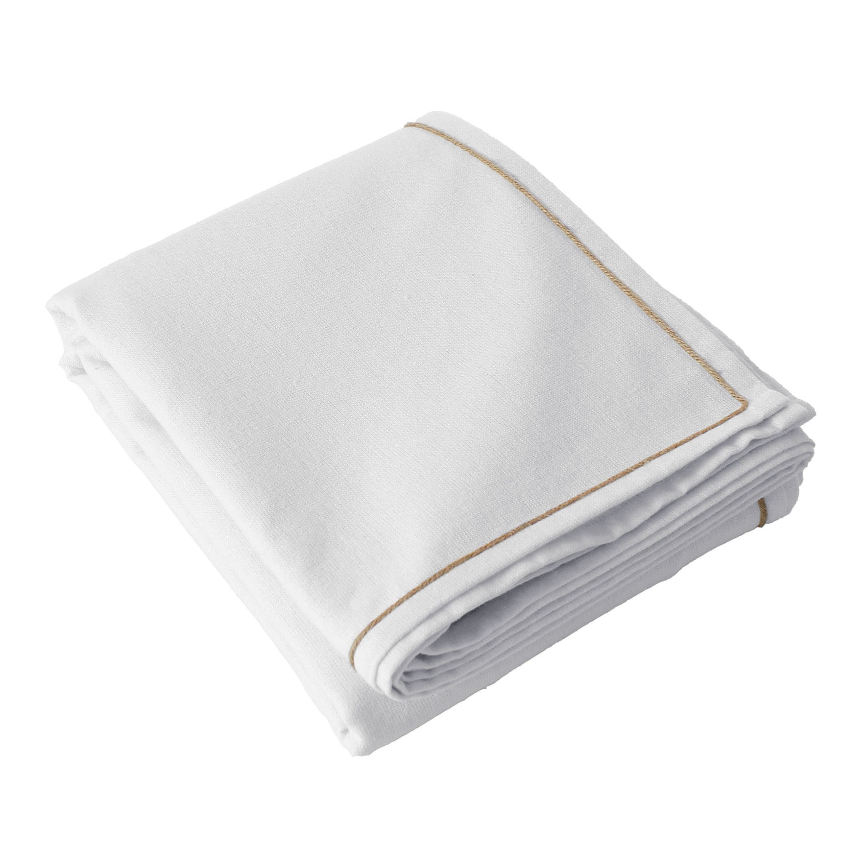 Nappe unie avec feston en jute - Blanc