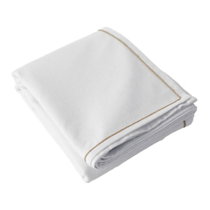 Nappe unie avec feston en jute - Blanc