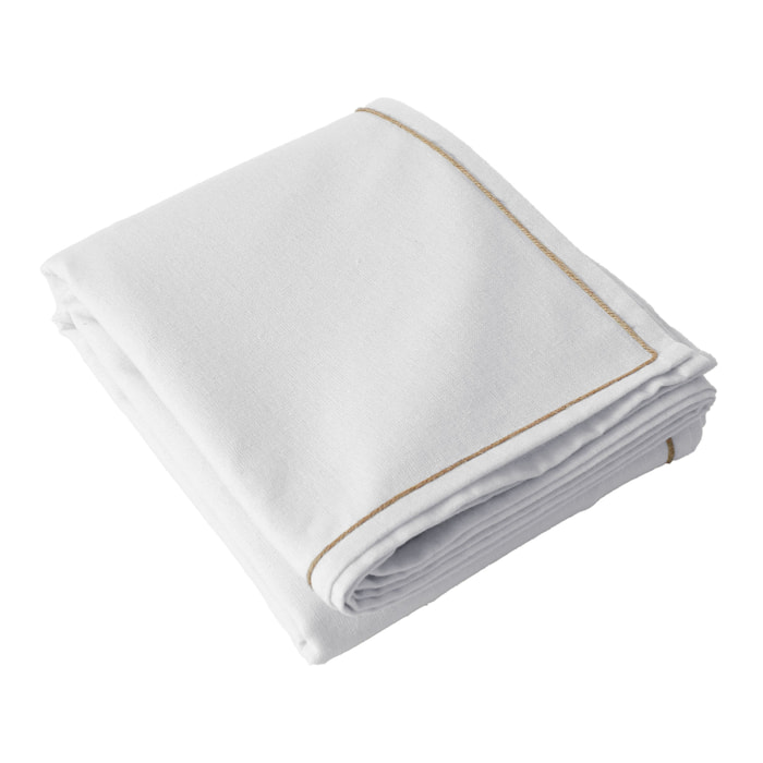 Nappe unie avec feston en jute - Blanc