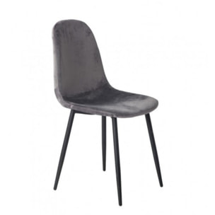 Chaise en tissu velours avec piètement en métal noir - NINA