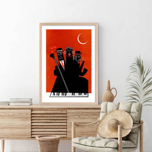 Poster musique trio Affiche + cadre en bois - Chêne