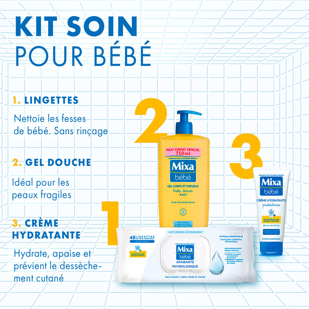 Lot de 18 - Mixa Bébé Lingettes Apaisantes Physiologiques x48