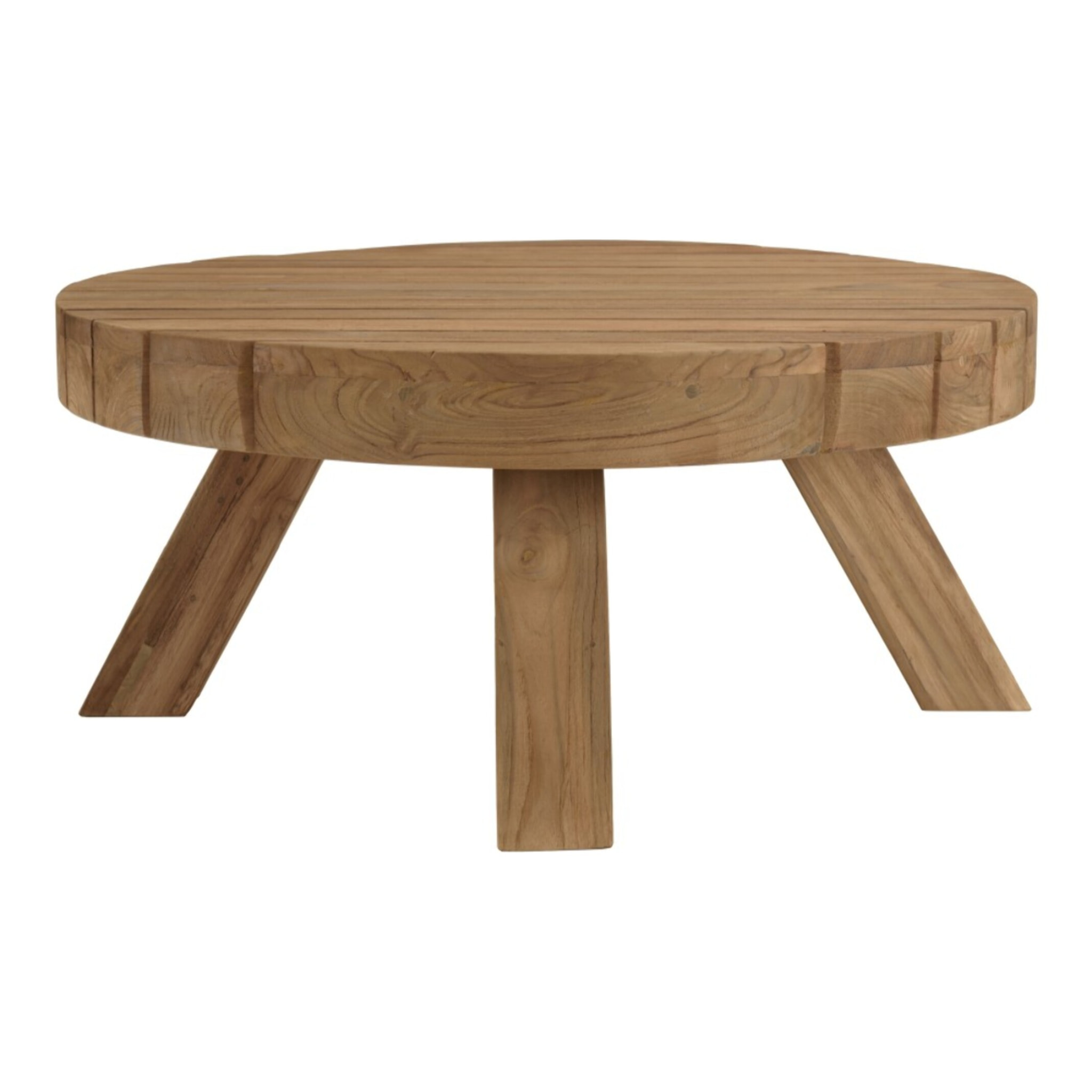 KALLY - Table basse jardin ronde 80cm bois teck recyclé naturelle