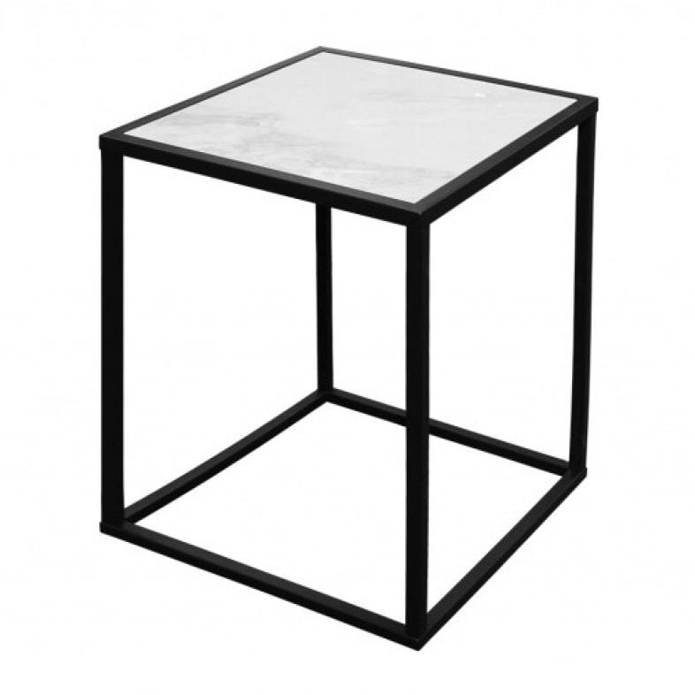 Set de 2 table en métal et plateaux céramiques réversibles - LIVORNO