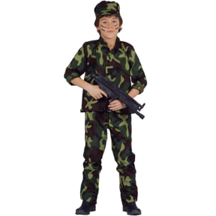 Costume Carnevale Militare Mimetica Verde Marrone Bambino