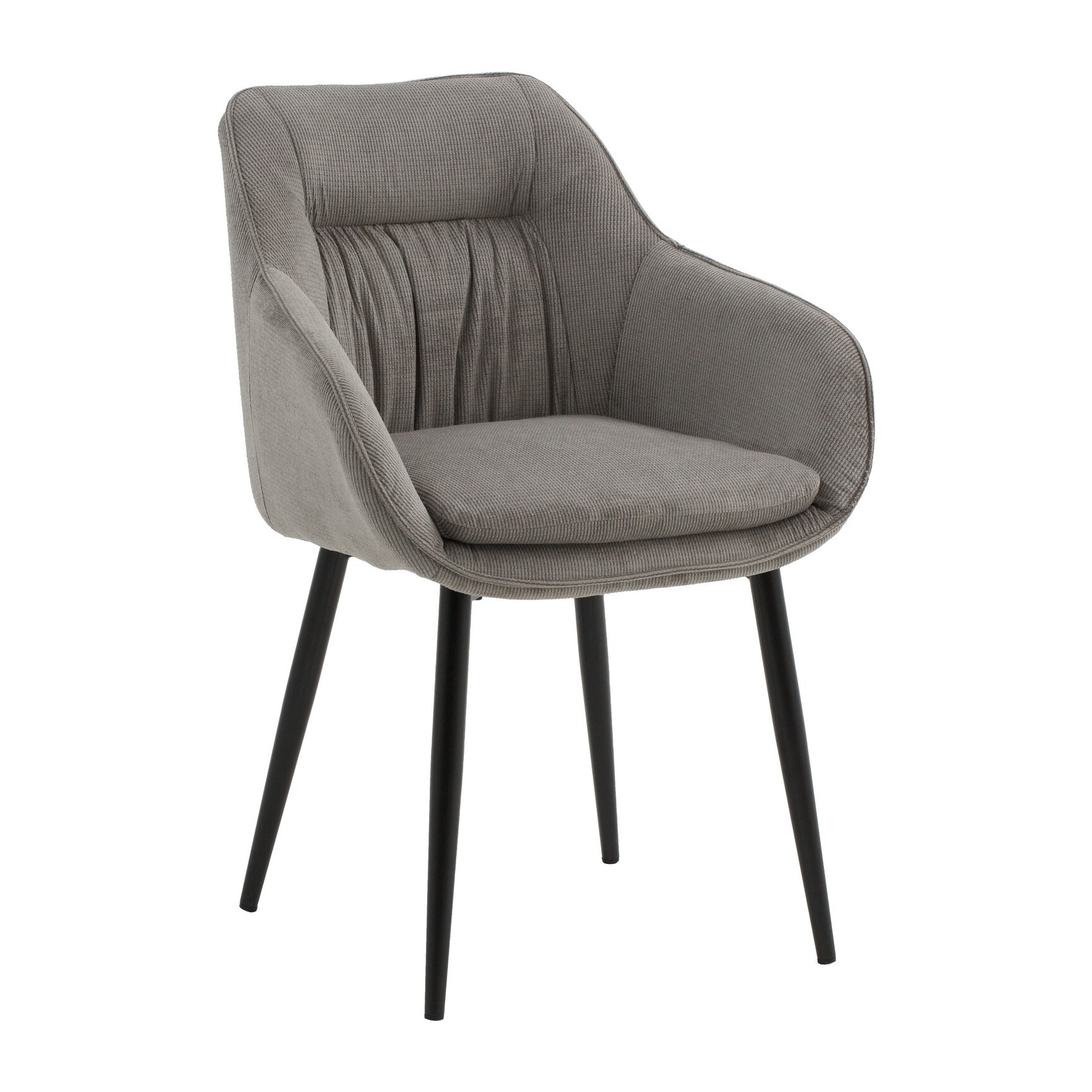 Set di 4 poltroncine HAMMERSMITH in tessuto grigio e gambe in metallo nero, con braccioli