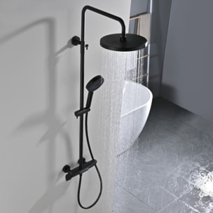 Ensemble bain/douche 3 jets avec mitigeur thermostatique baignoire + douche de tête + douchette à main, noir mat (SATSSTVKC)