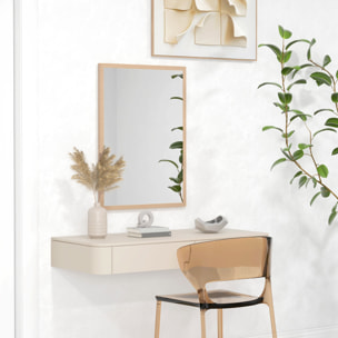 Miroir mural rectangulaire dim. 50L x 70H cm cadre MDF aspect bois clair