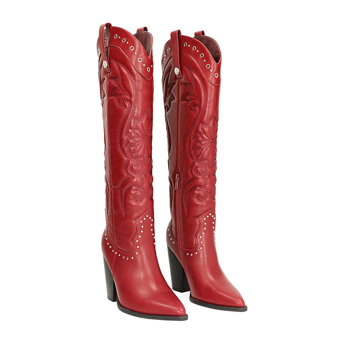 Stivali donna rossi, tacco 9,5 cm