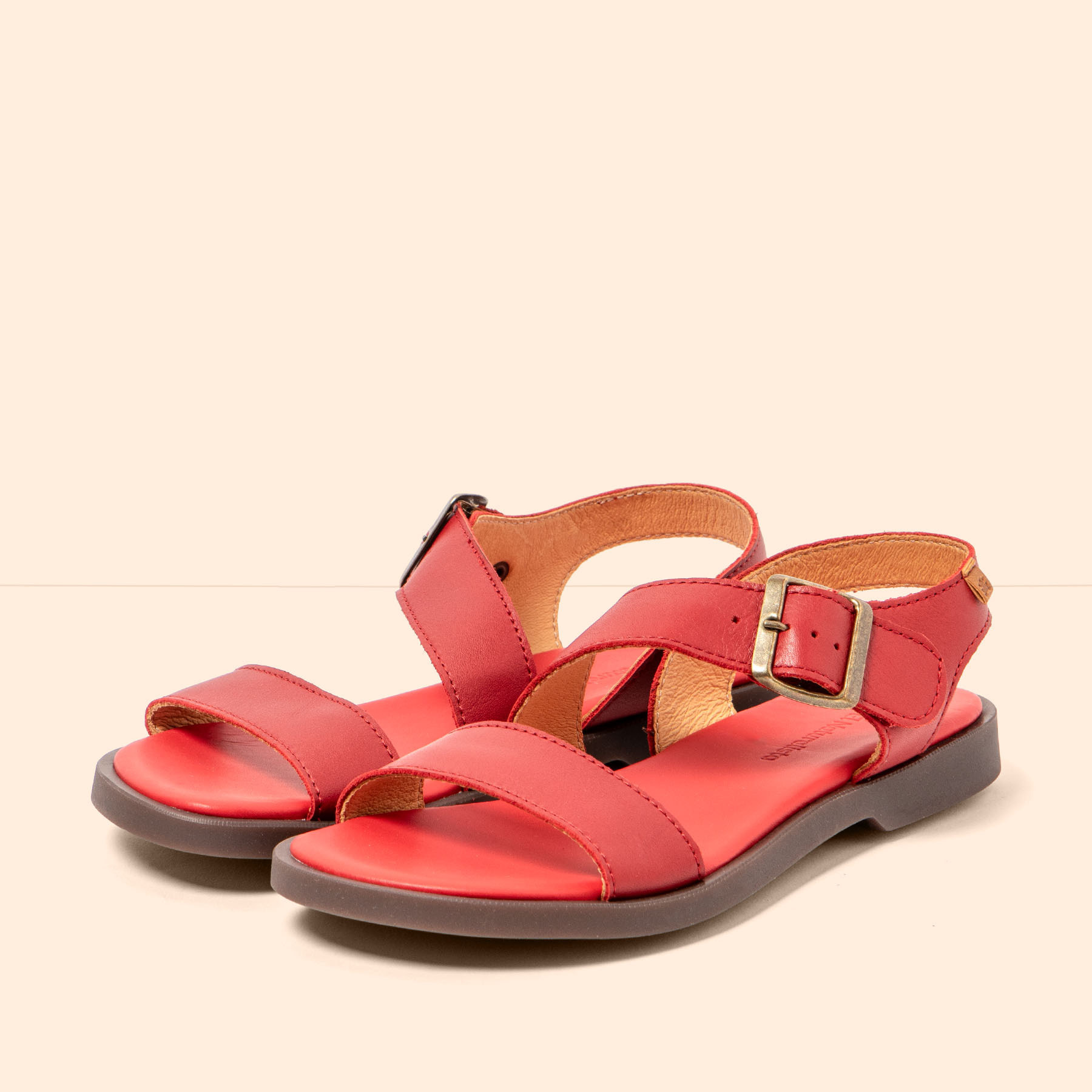 Sandalias N5887 SOFT NAPPA ROSSO/ ARENISCA color Rosso