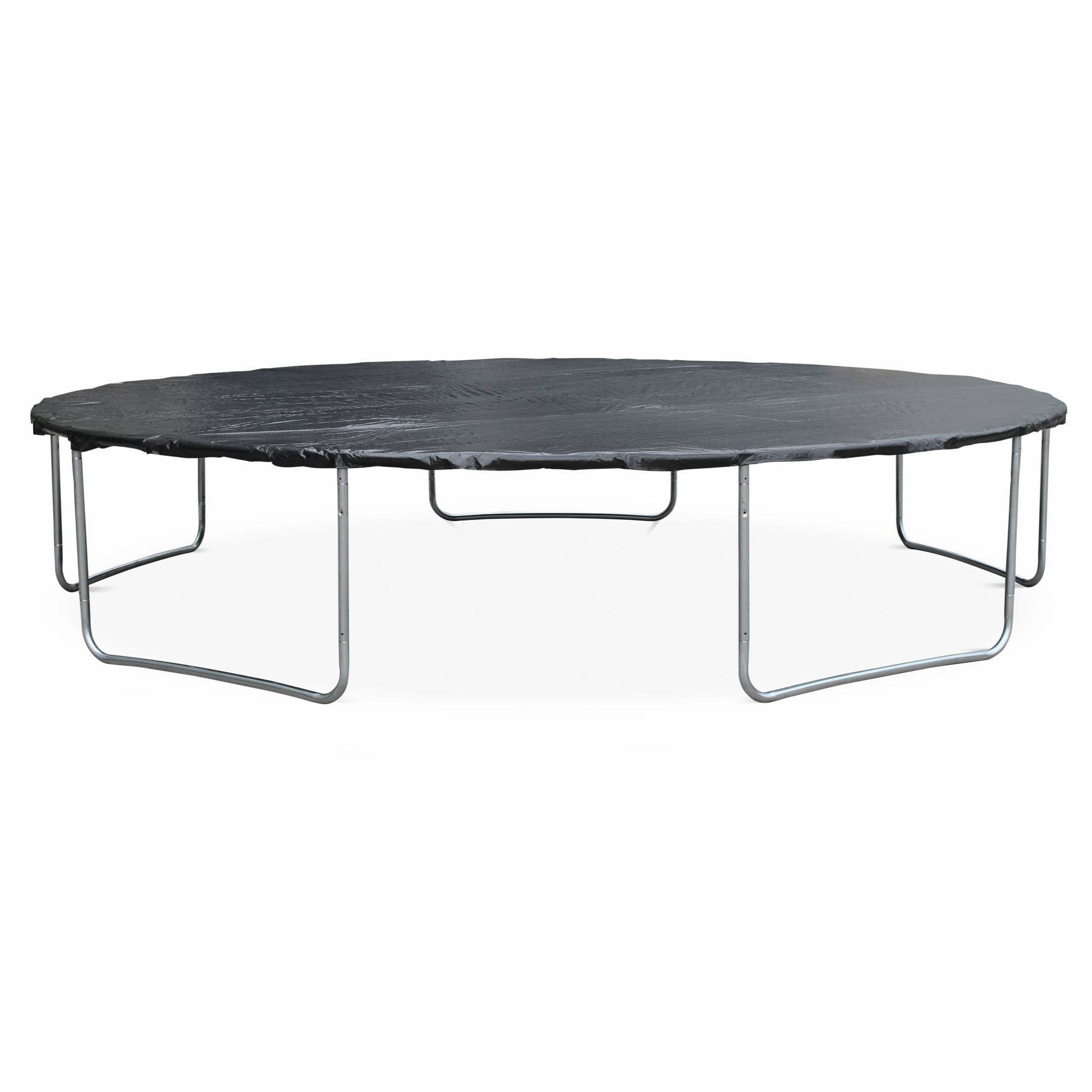 Trampoline 460cm gris avec filet de protection.  échelle. bâche. filet pour chaussures. kit d'ancrage - Neptune XXL - Trampoline de jardin 460 cm 4m | Qualité PRO.|Normes EU.