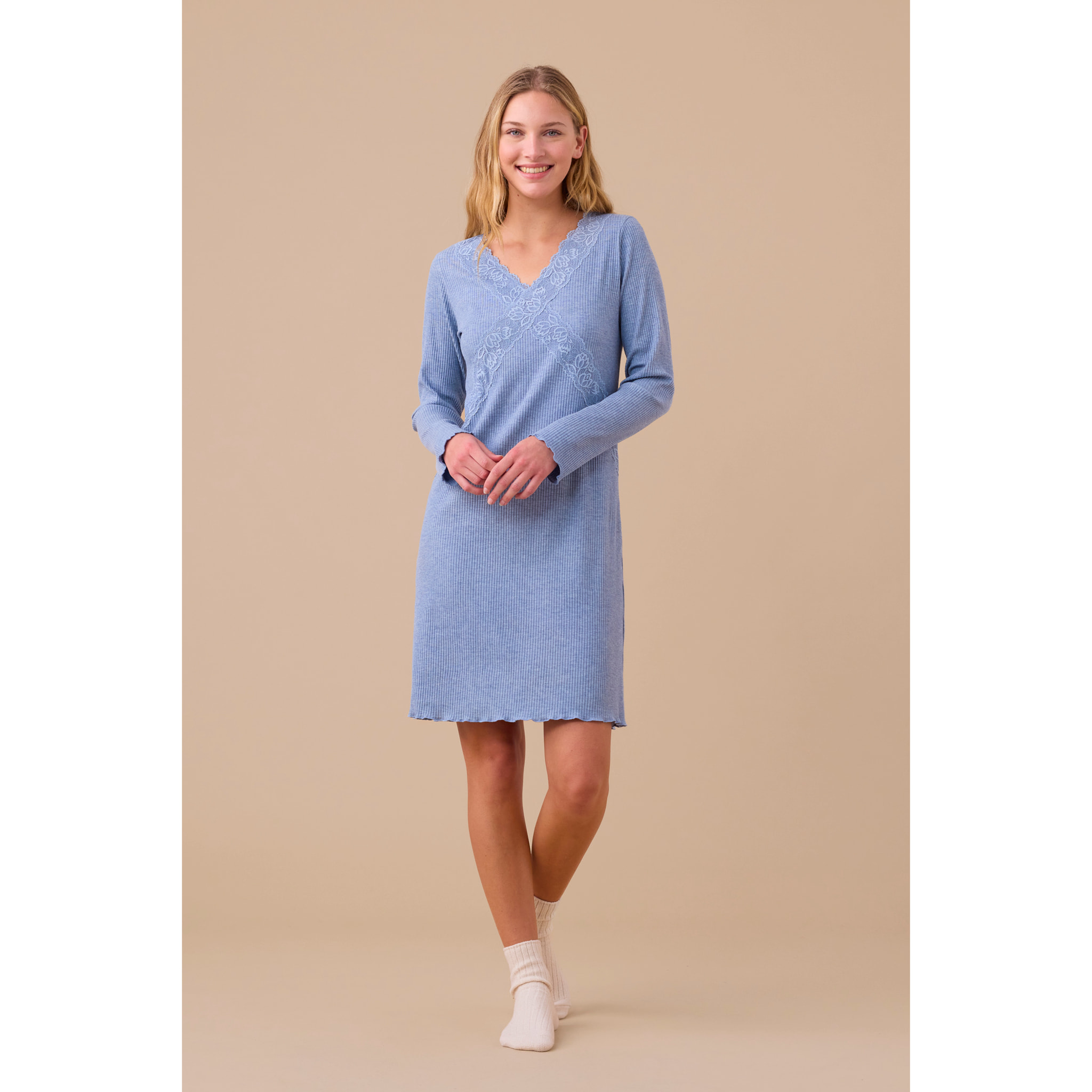 Camicia da notte donna in costina di viscosa articolo classic Noidinotte