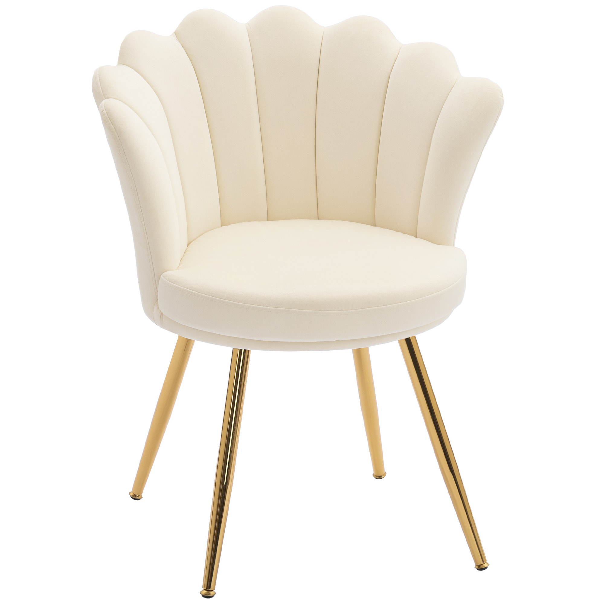Chaise coquillage chaise design pieds métal dorés effilés velours beige