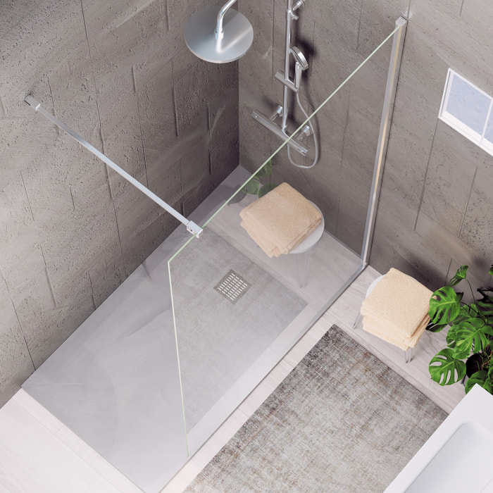 Paroi de Douche | Panneau Fixe | 120 X 195 cm | Profil Chromé | Verre Tempéré de 8 mm d'Épaisseur | Traitement Anti-Calcaire | Alday