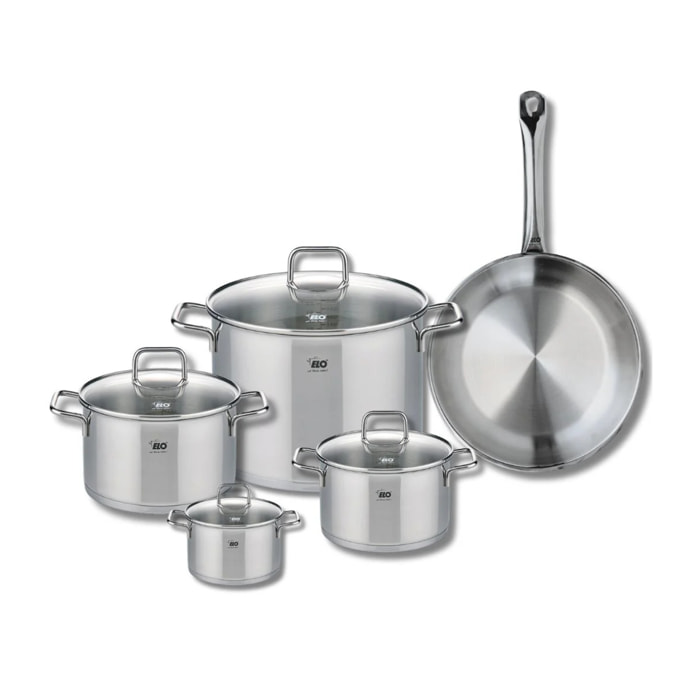 Ensemble de 1 Poêle de cuisson 28 cm et 4 faitouts 12, 16, 20 et 26 cm Elo Profi Citrin