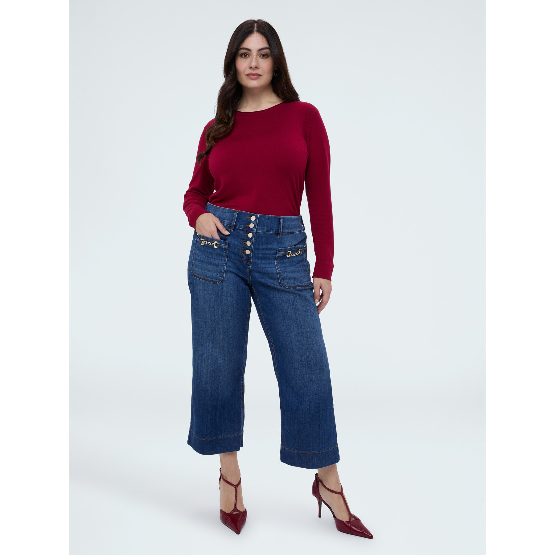 Fiorella Rubino - Camiseta de cuello redondo en mezcla de viscosa - Rojo